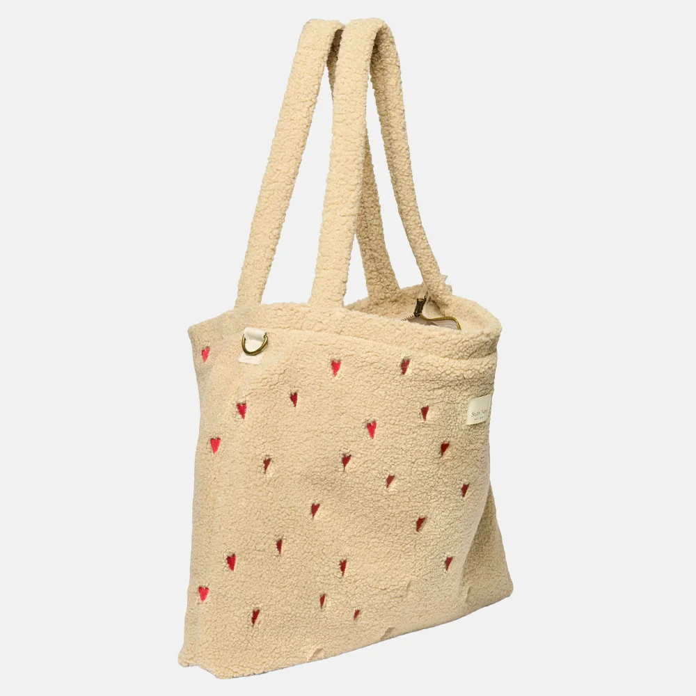 Studio Noos teddy mom bag luiertas ecru hearts bij Duifhuizen
