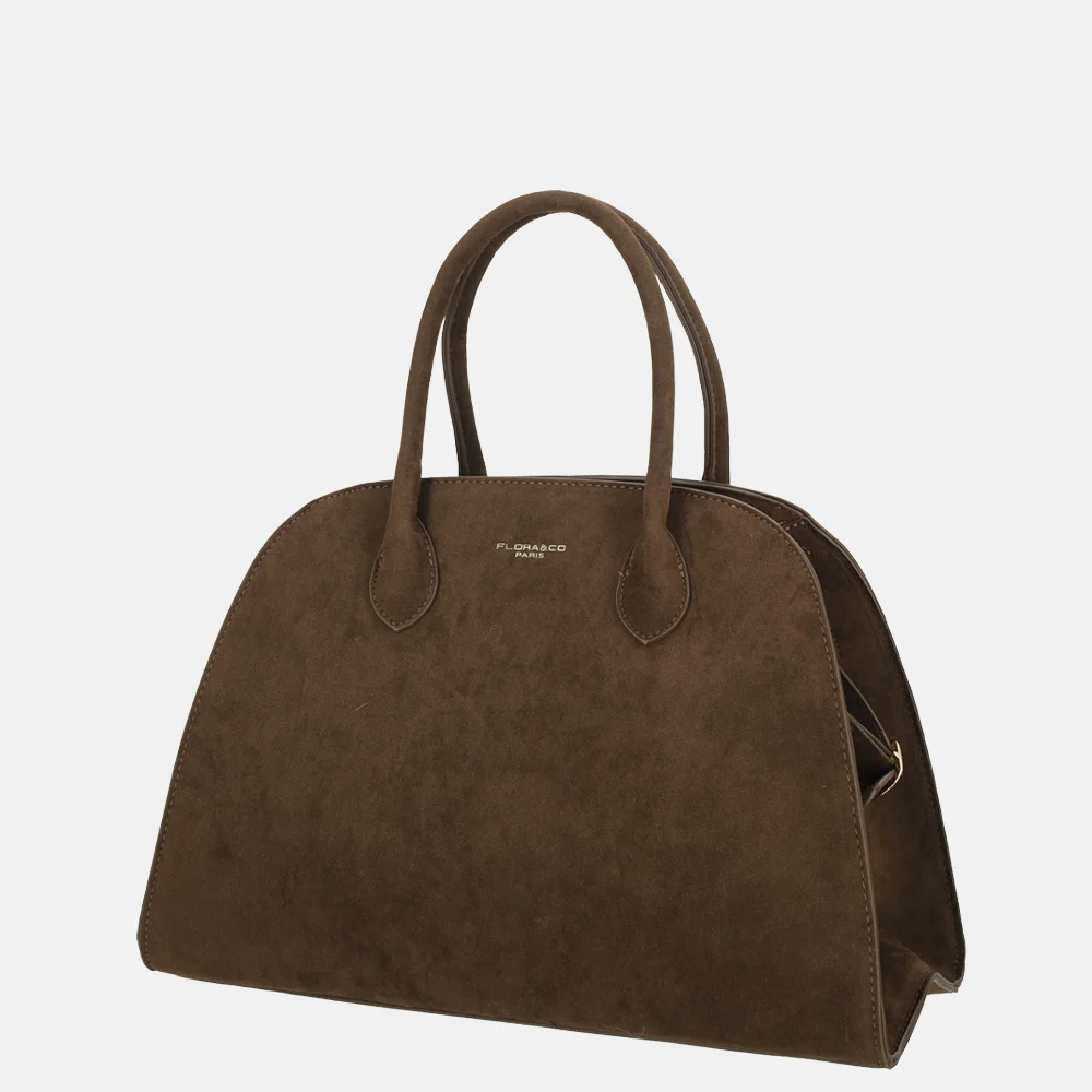 Flora & Co handtas M suedine chocolat bij Duifhuizen