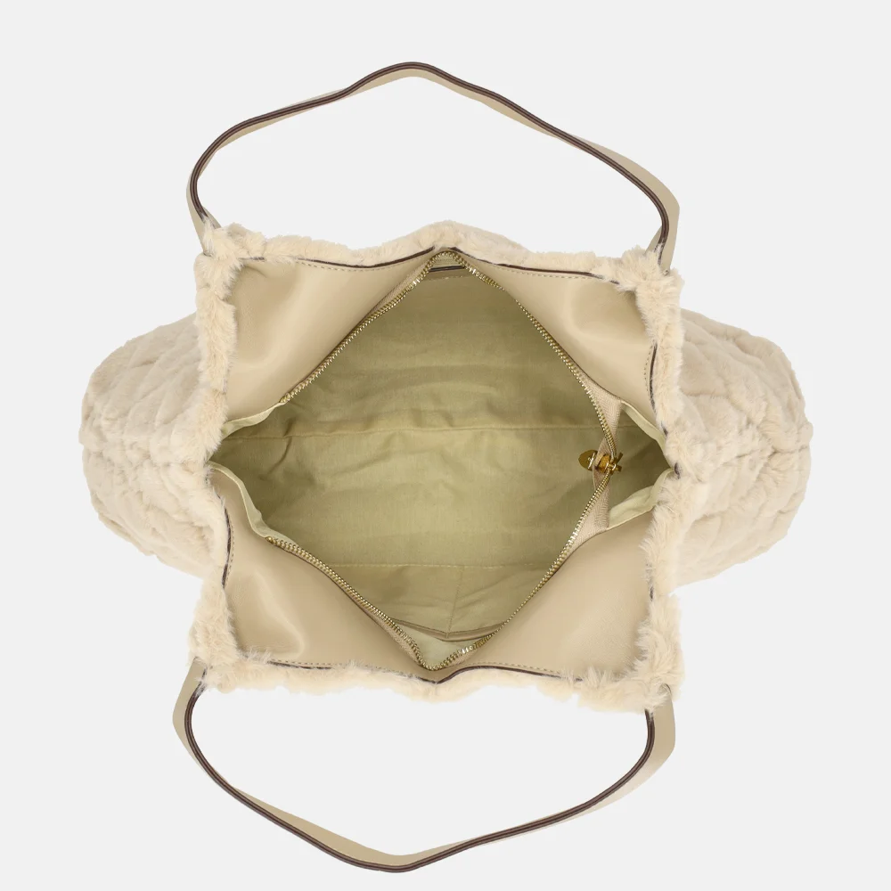 Laurent David Gloria shopper faux fur beige bij Duifhuizen