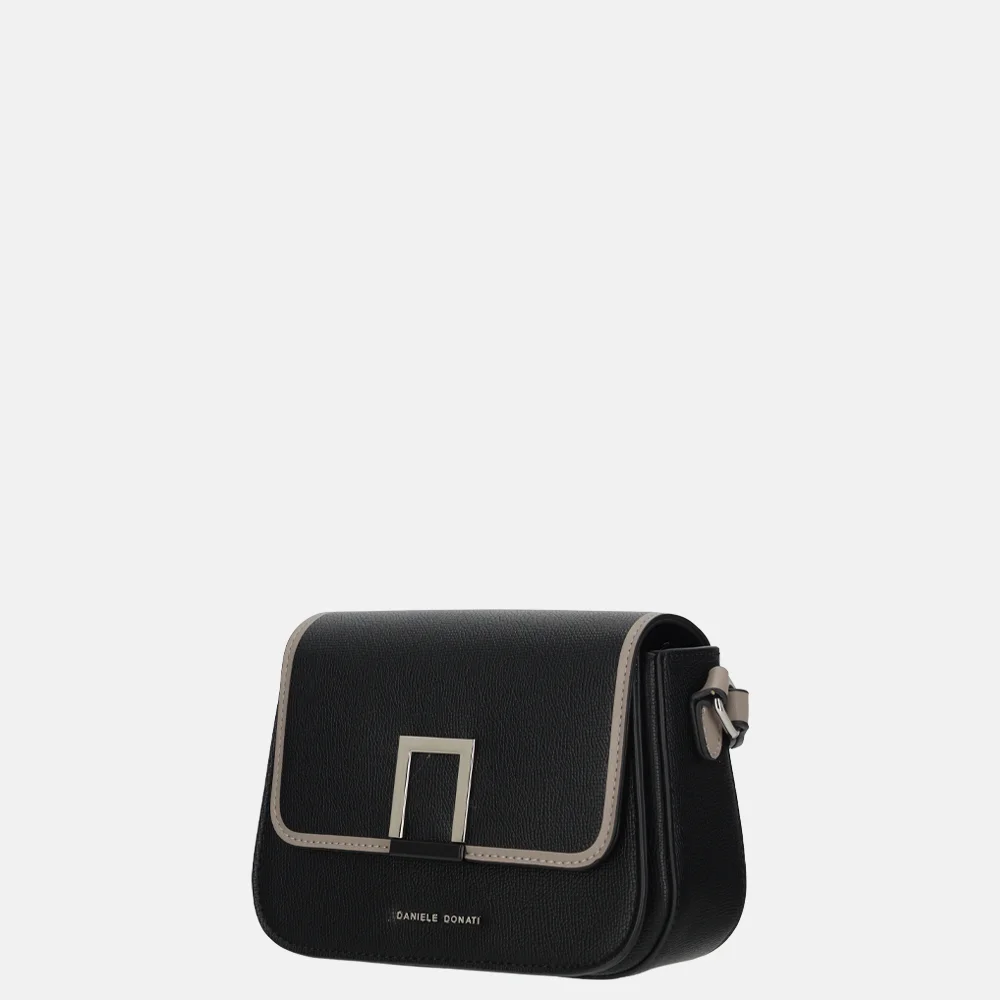 Daniele Donati Saffiano crossbody tas black bij Duifhuizen