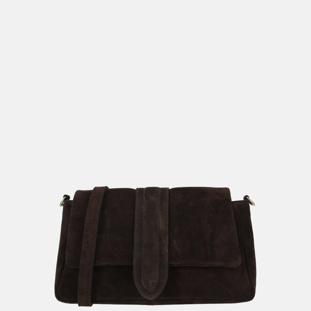 Charm London overslag schoudertas suede donkerbruin