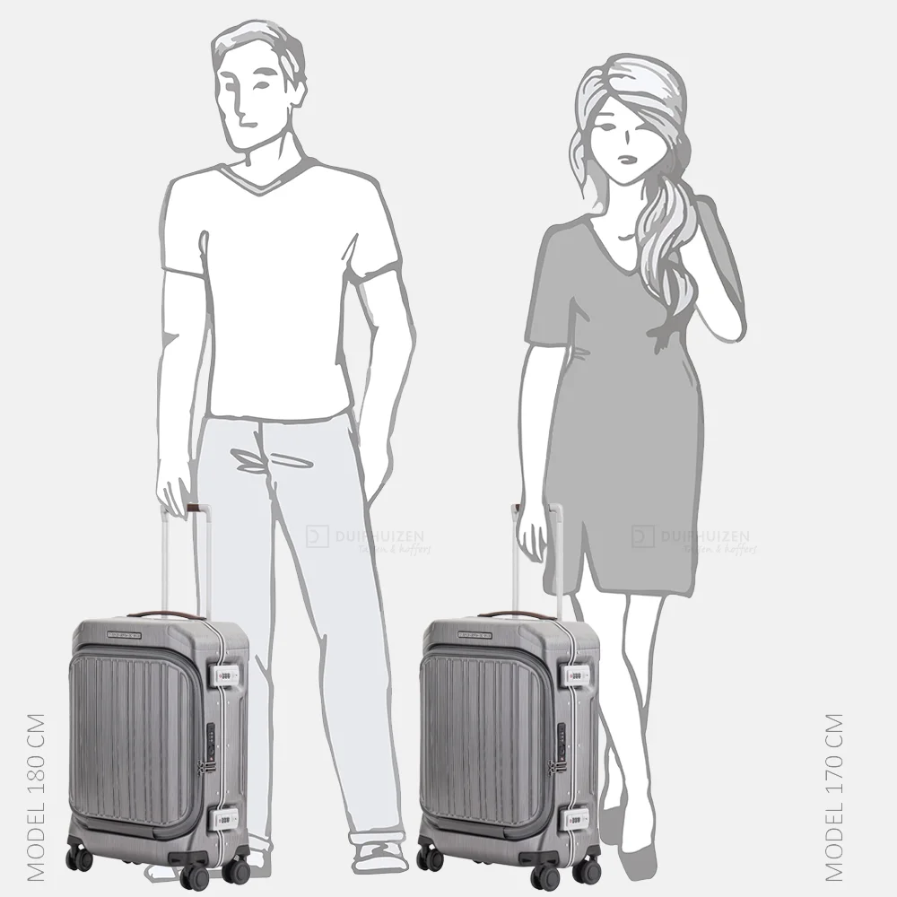 Piquadro handbagage koffer met voorvak 55 cm ncu nero bij Duifhuizen