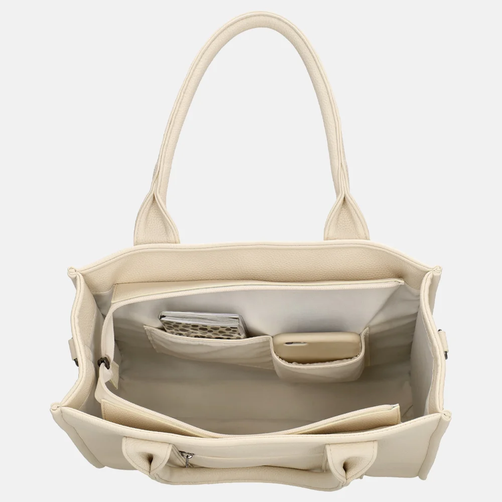 Charm London Debossed shopper M off white bij Duifhuizen