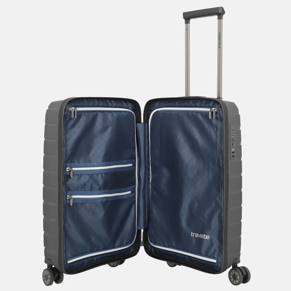 Travelite Air Base handbagage koffer slim 55 cm antraciet bij Duifhuizen