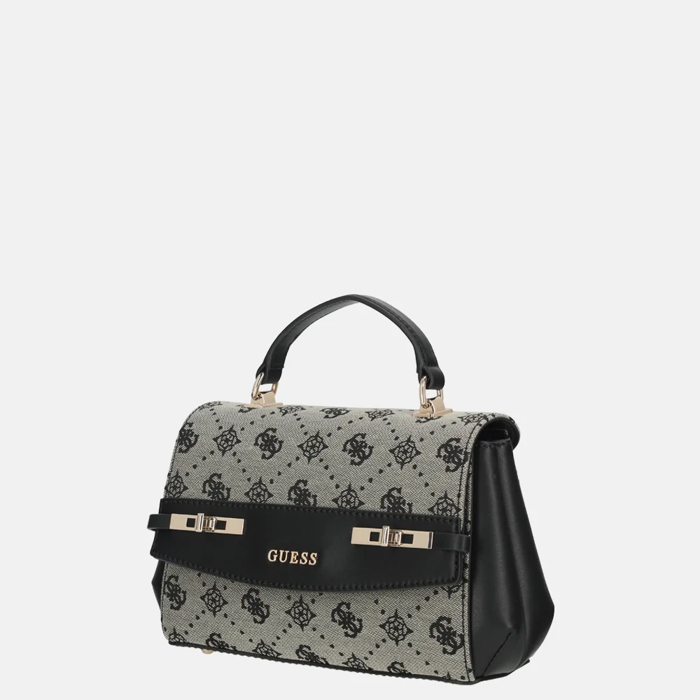 Guess Melinda top handle flap handtas black logo bij Duifhuizen