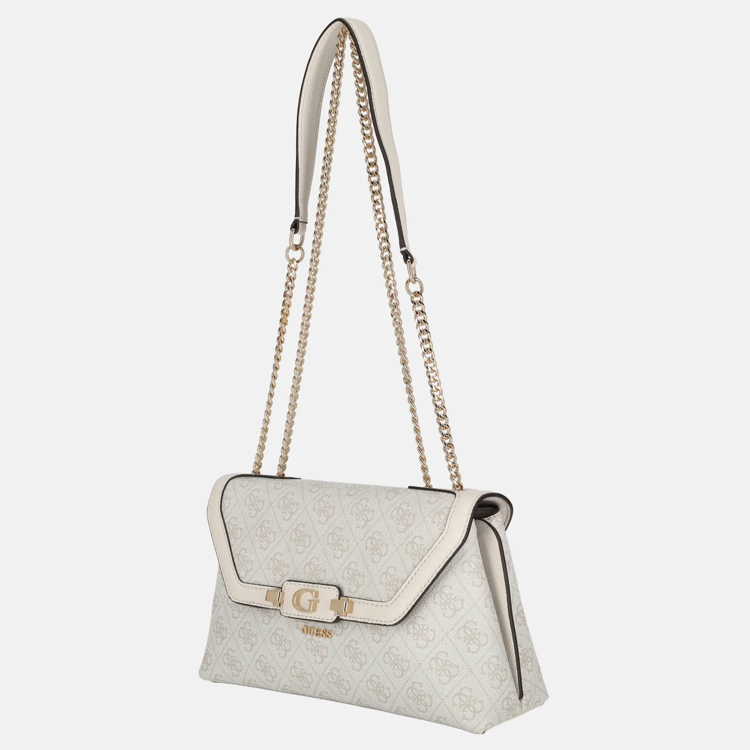Guess Lindsey convertible flap crossbody tas bone logo bij Duifhuizen