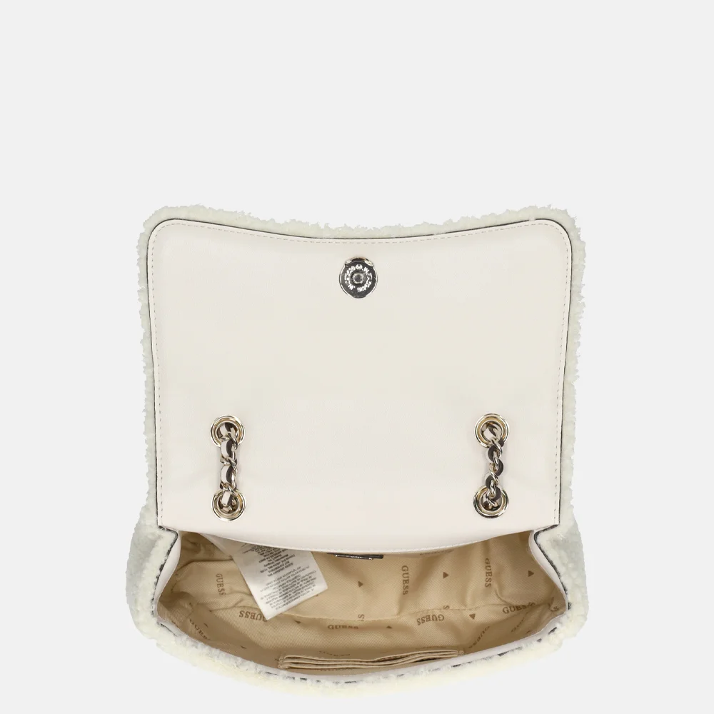 Guess Aslia schoudertas teddy white bij Duifhuizen
