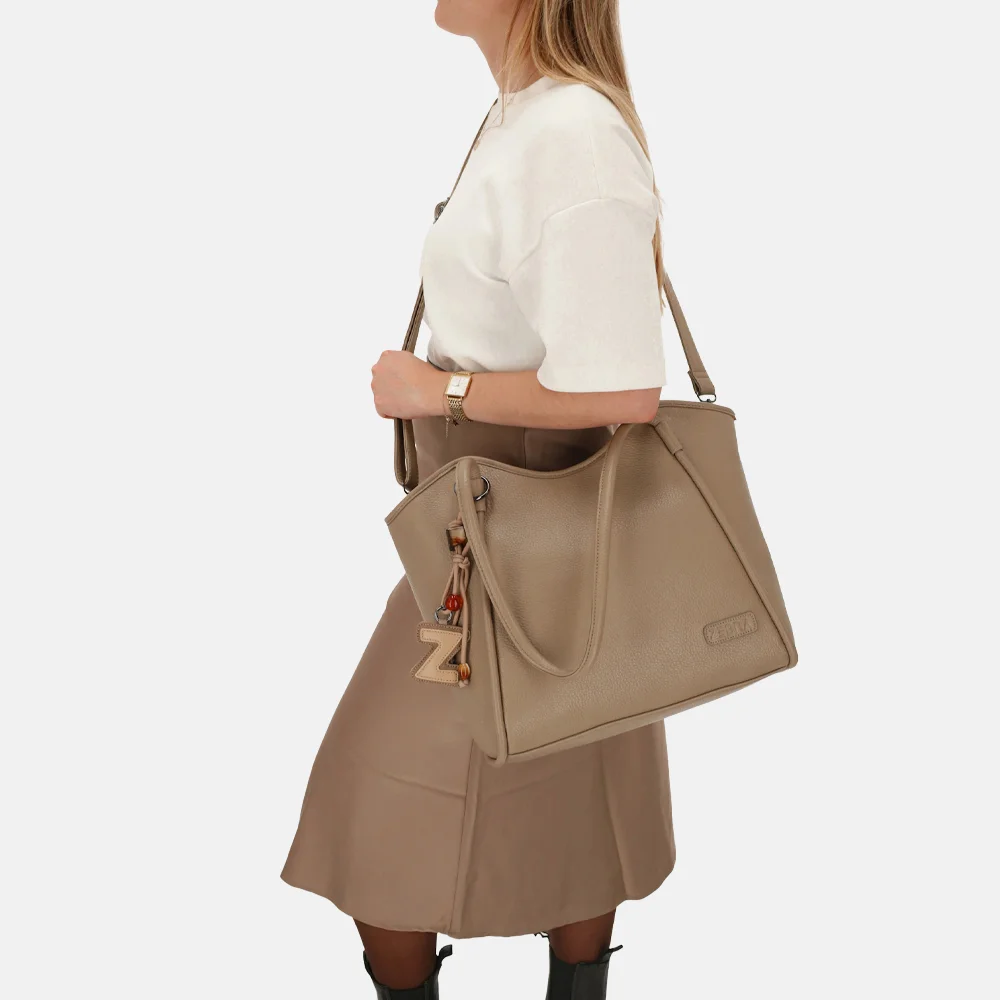 Zebra Trends Sofie shopper met laptopvak 13 inch taupe bij Duifhuizen