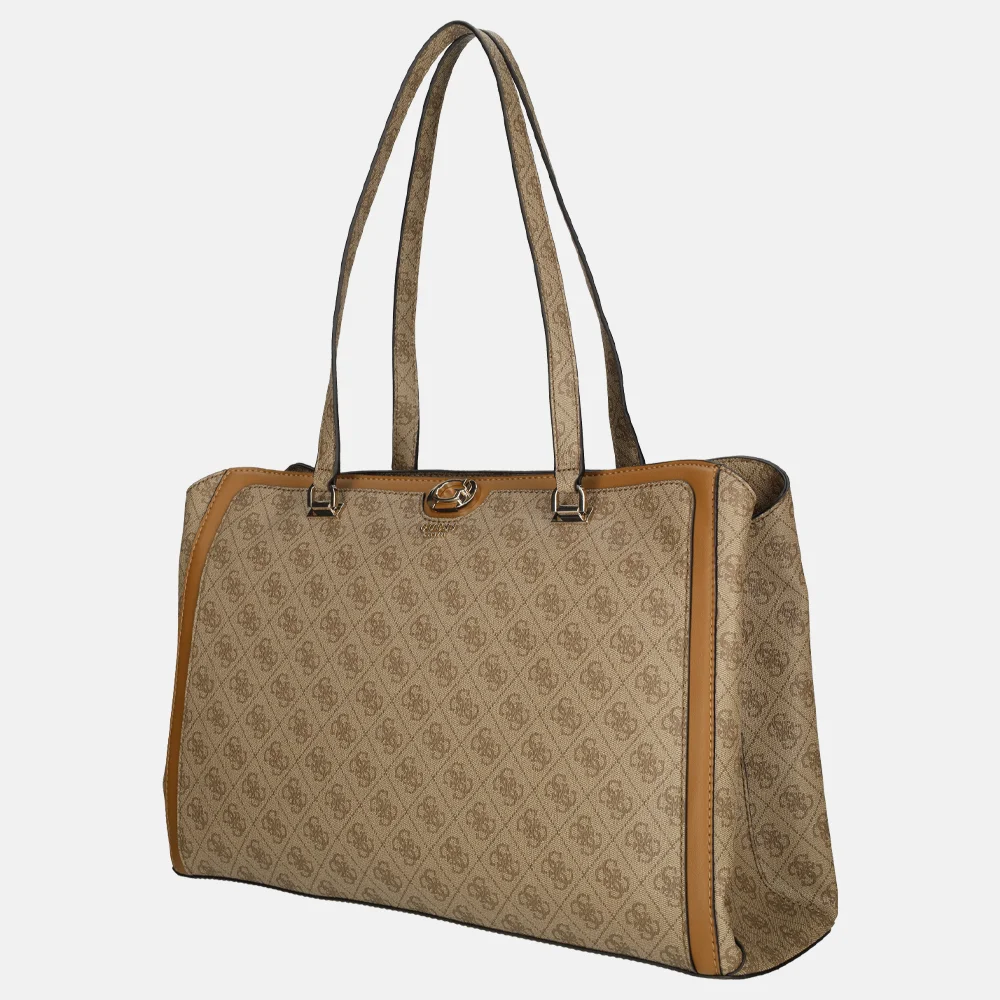 Guess Orlina travel tote shopper latte logo/brown bij Duifhuizen