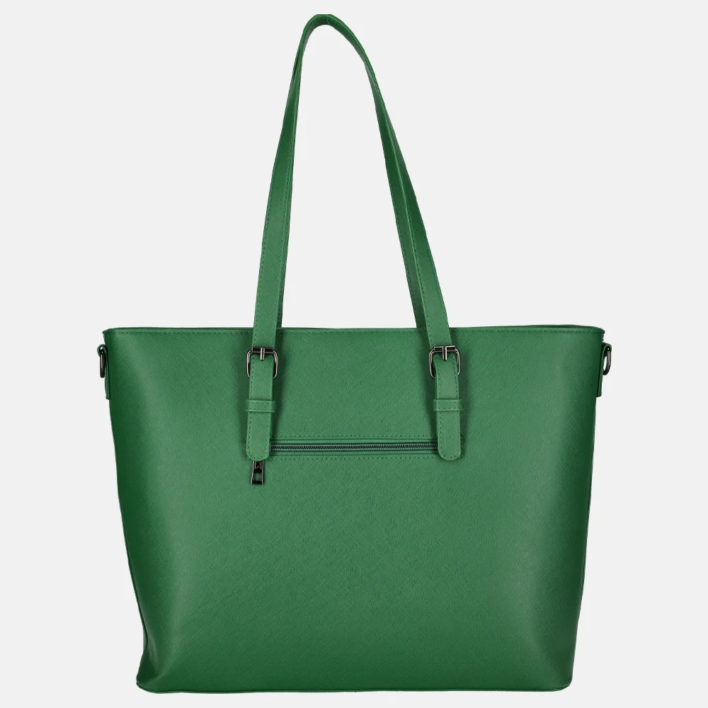 Duifhuizen Saffiano shopper met laptopvak L papegaai groen bij Duifhuizen