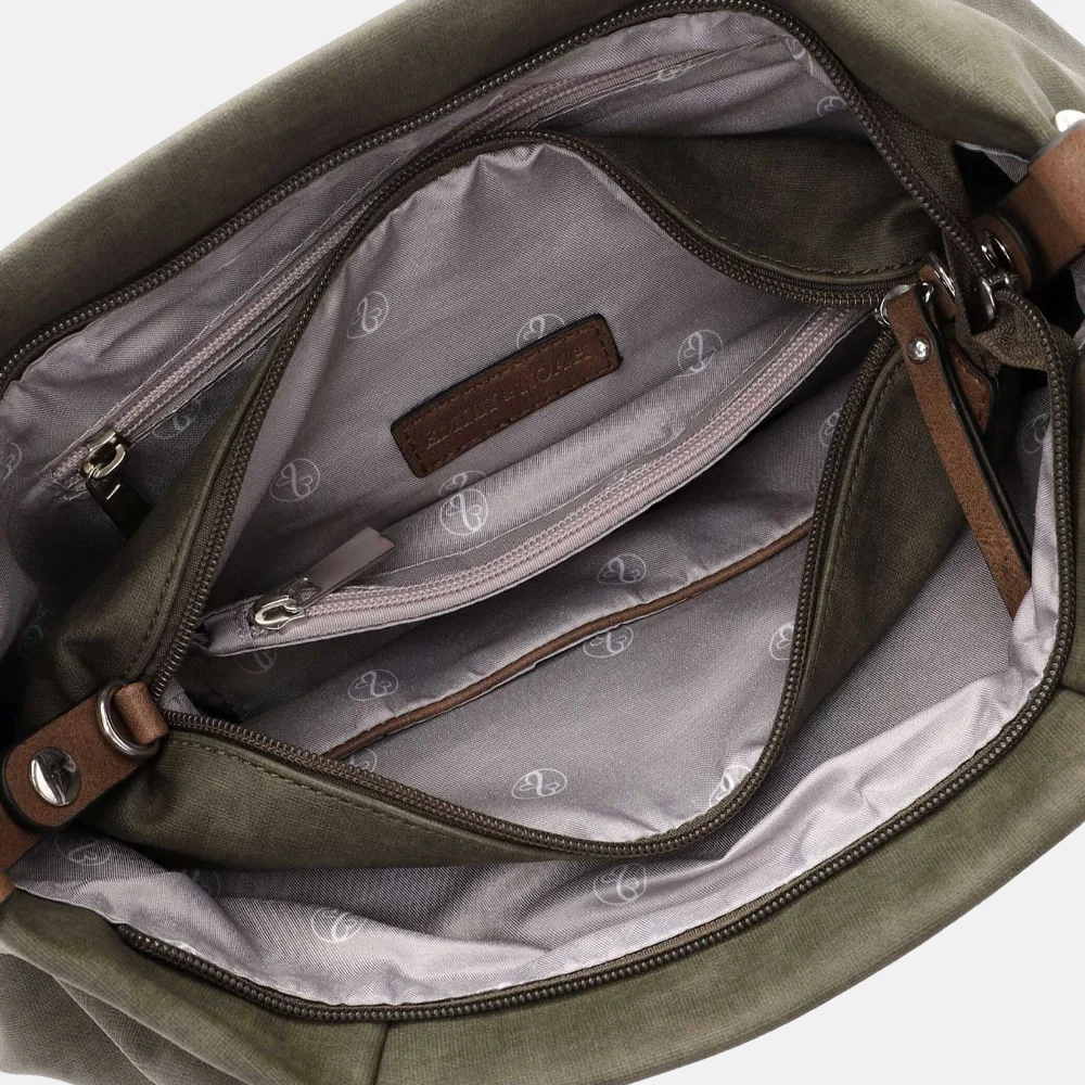 Emily & Noah Elke shopper olive cognac bij Duifhuizen