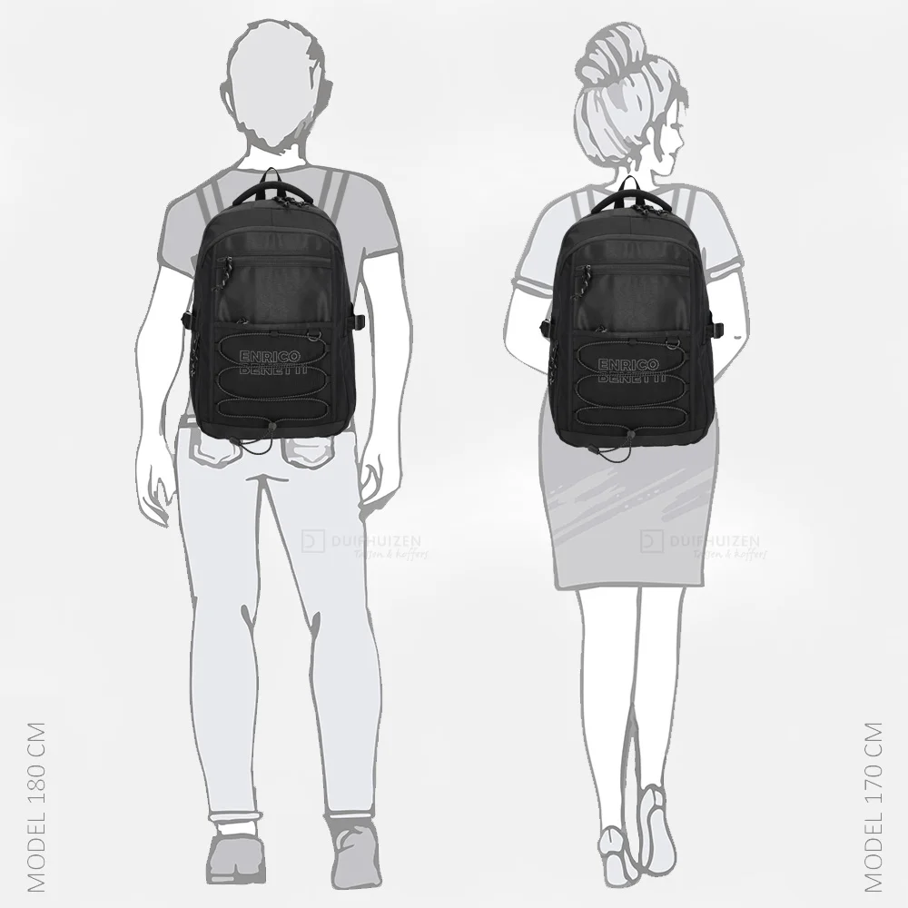 Enrico Benetti Anchorage laptoprugzak 15 inch zwart bij Duifhuizen