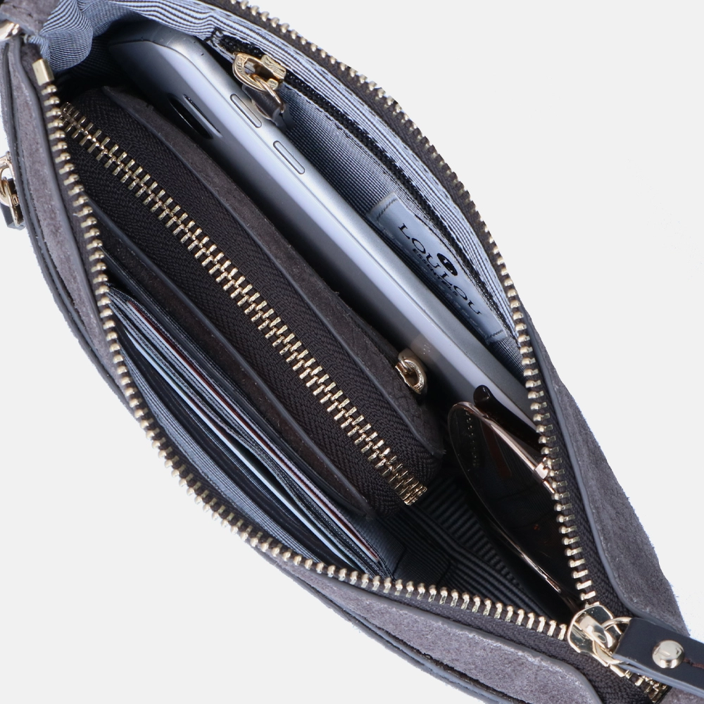 Loulou Essentiels Sugar Snake crossbody tas small stone bij Duifhuizen