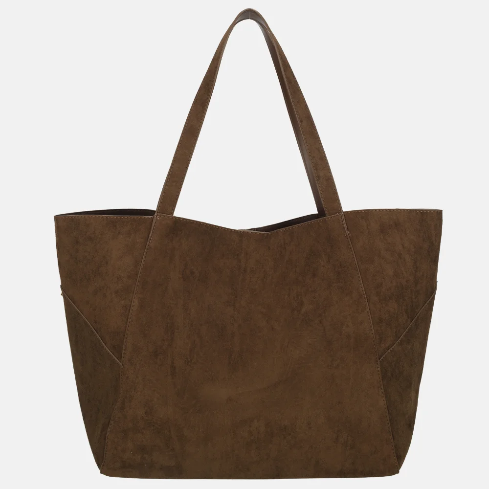 Firenze shopper suedine studs L coffee bij Duifhuizen