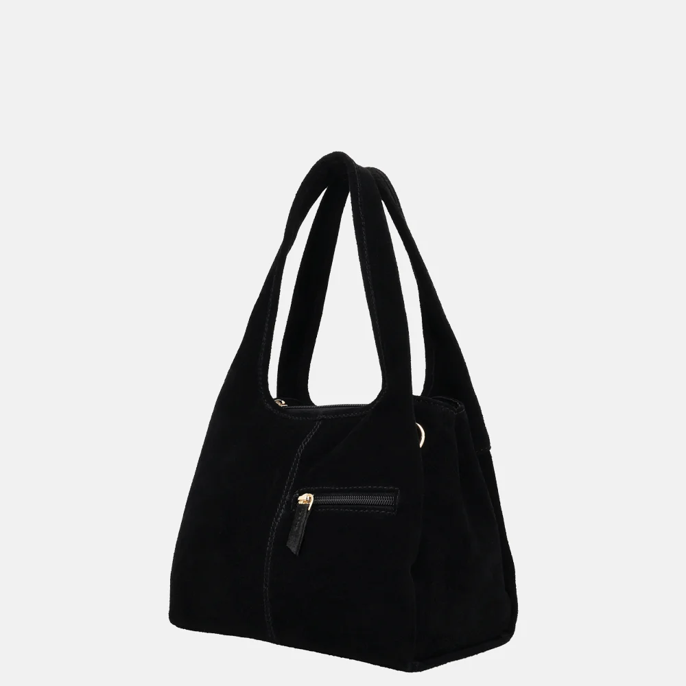 Charm London Sevilla handtas suede zwart bij Duifhuizen