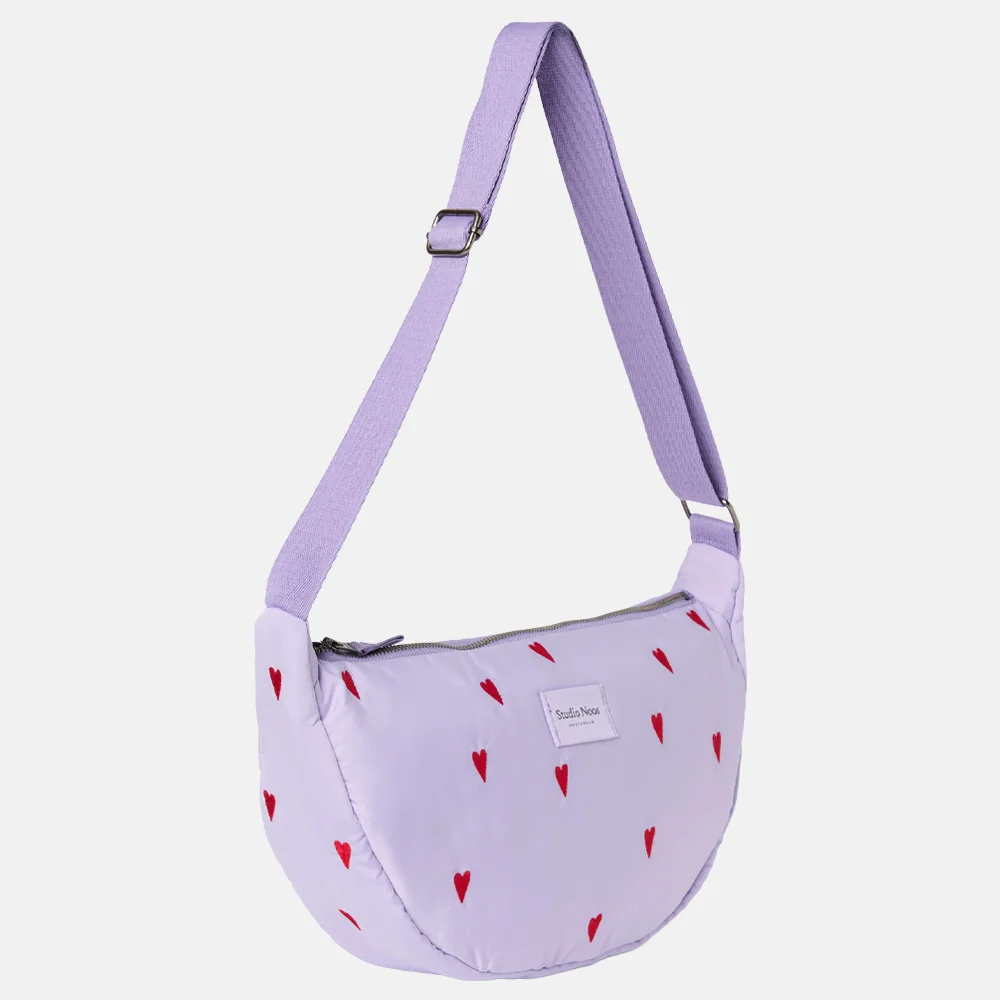 Studio Noos Puffy Adult Fanny Pack crossbody tas purple hearts bij Duifhuizen
