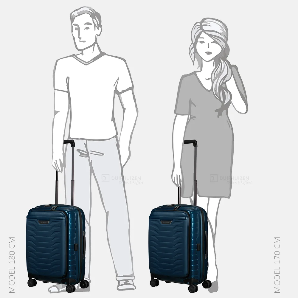 Samsonite Proxis frontpocket handbagage koffer 55 cm expandable petrol blue bij Duifhuizen