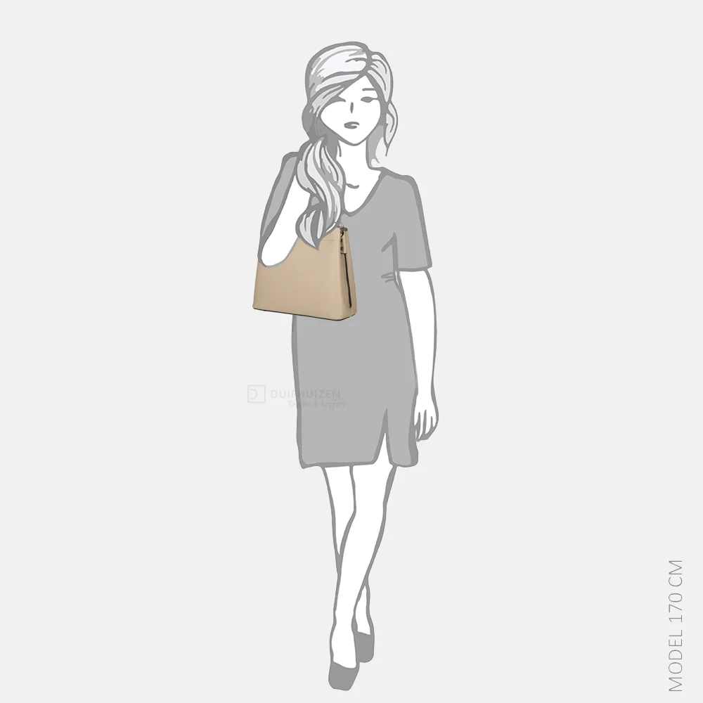 Flora & Co schoudertas fashionband beige bij Duifhuizen