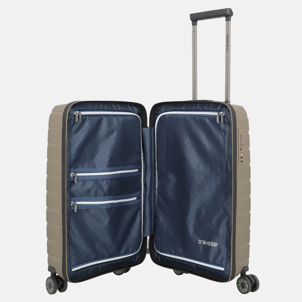 Travelite Air Base handbagage koffer slim 55 cm champagne bij Duifhuizen