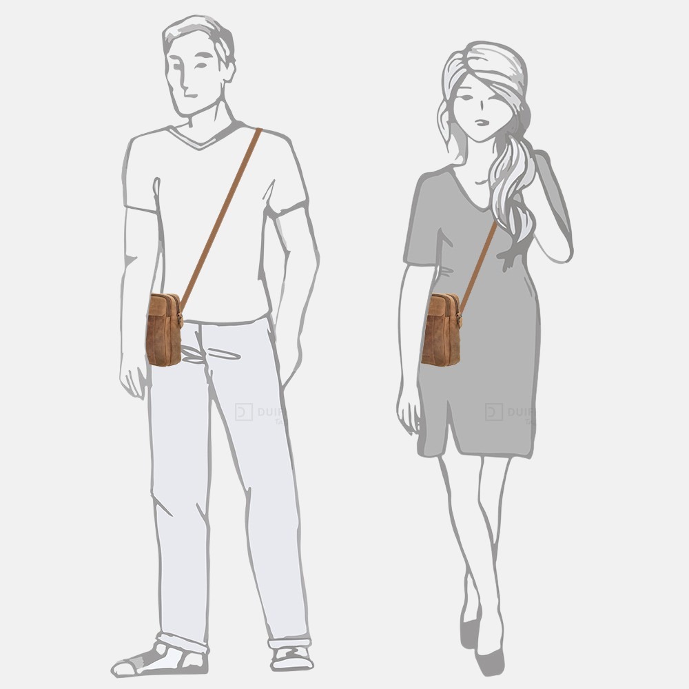 Hide & Stitches Idaho crossbody tas brown bij Duifhuizen