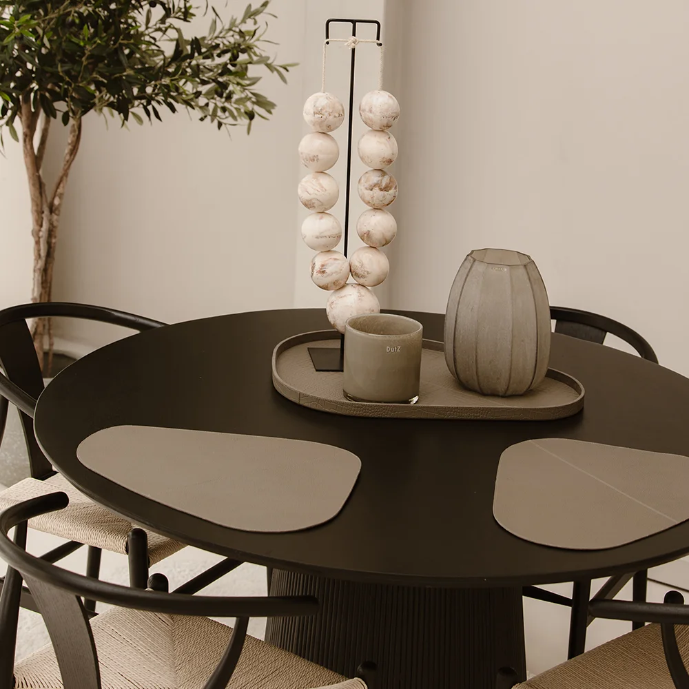 Chamada leren placemats organisch effen (2 stuks) beige bij Duifhuizen