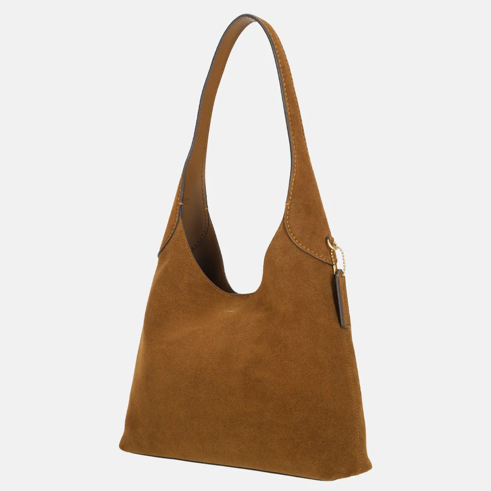 Coach Brooklyn suede buideltas 28' warm brown bij Duifhuizen