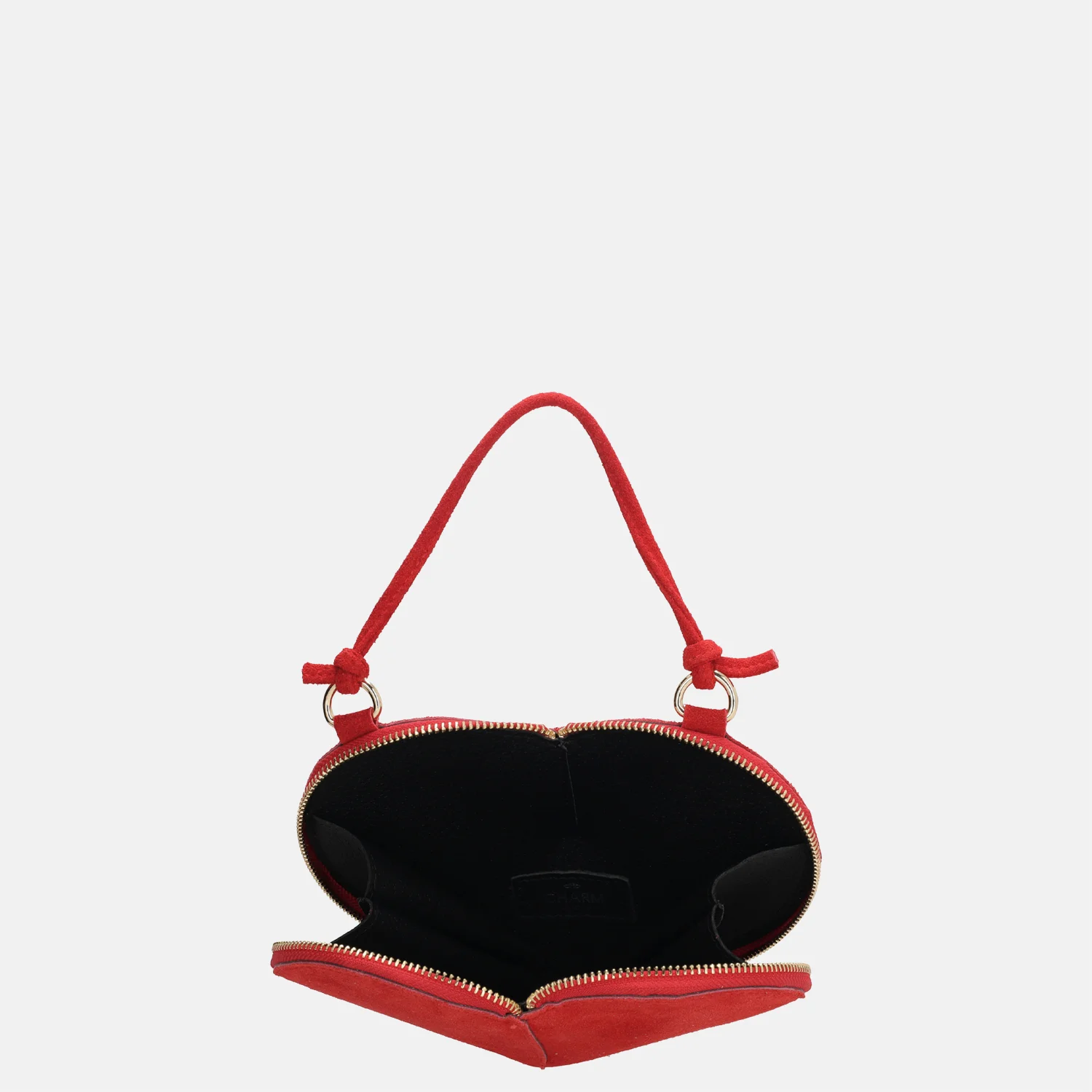 Charm London clutch suede rood bij Duifhuizen