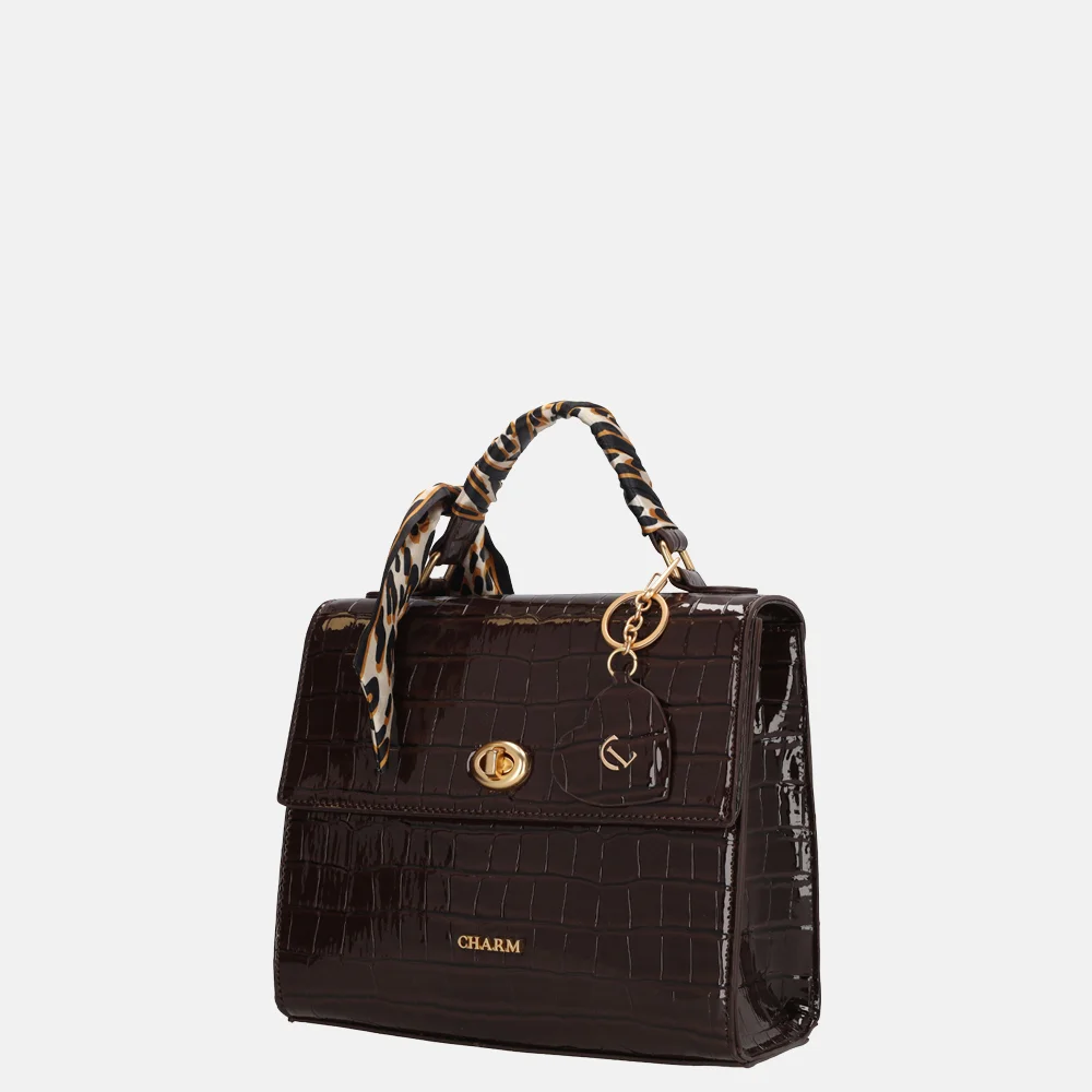 Charm London Knightsbridge handtas croco donkerbruin bij Duifhuizen