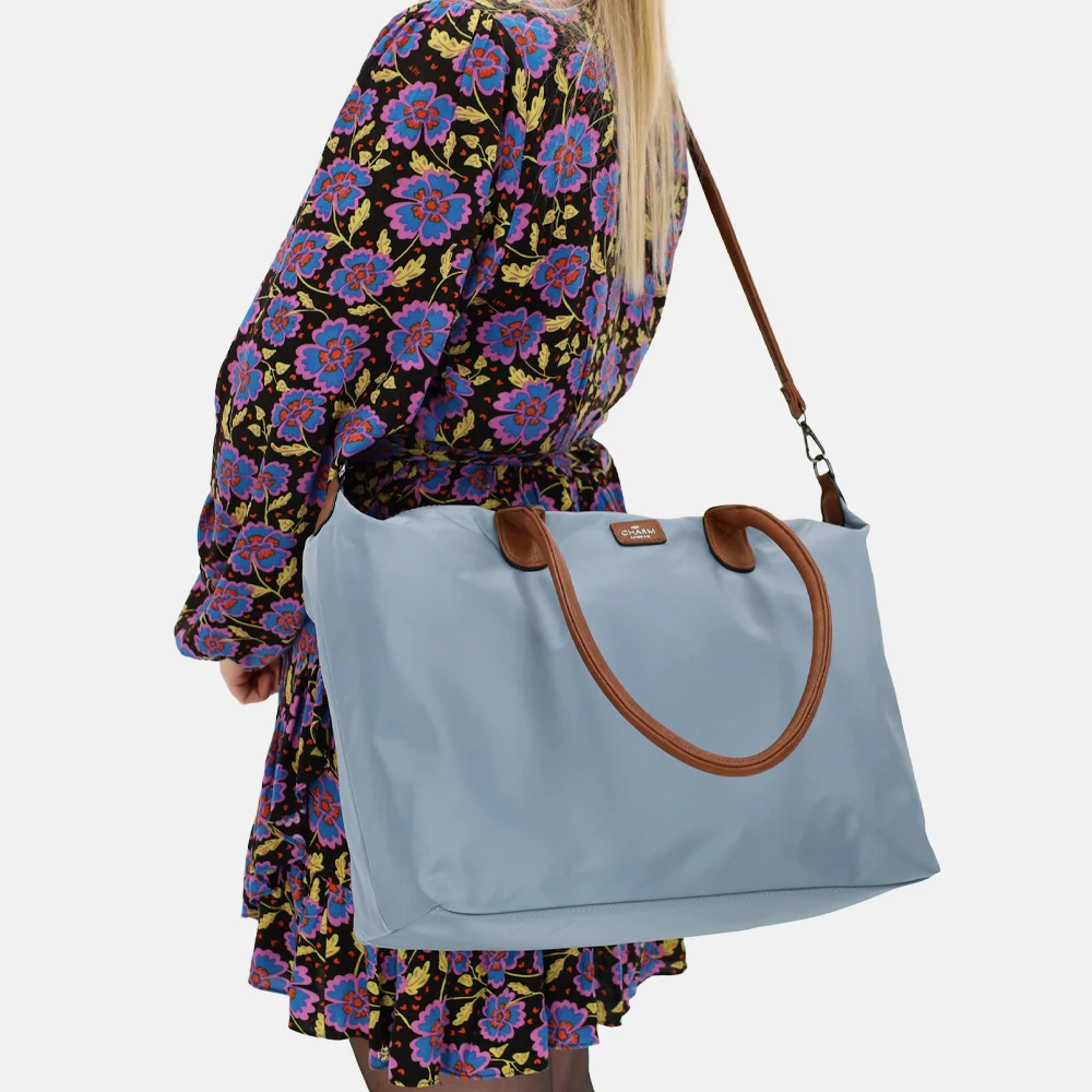 Charm London Buckingham shopper met 15.6 inch laptopvak L steelblue bij Duifhuizen