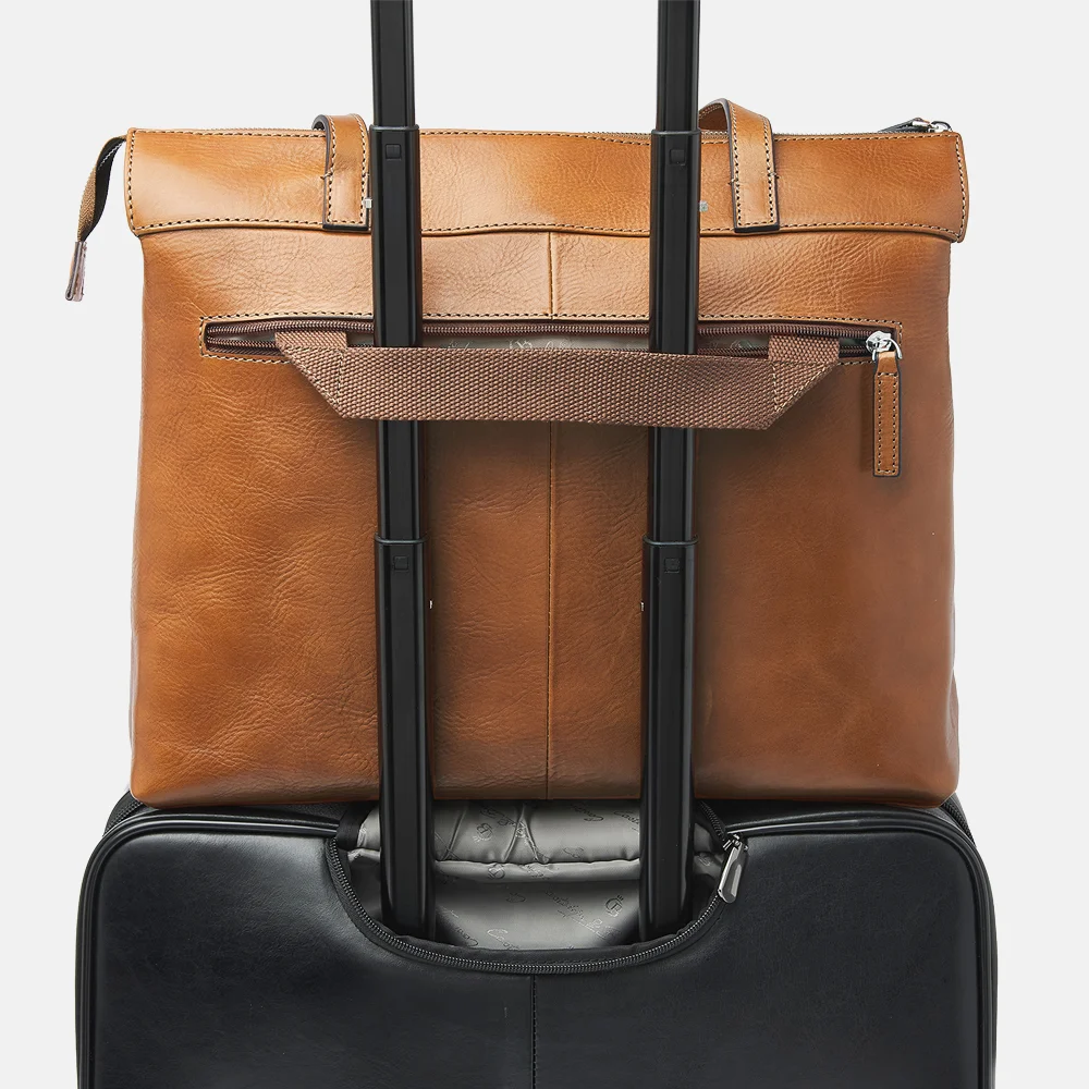 Castelijn en Beerens Lia Single zip Heritage laptoptas 15.6 inch light brown bij Duifhuizen