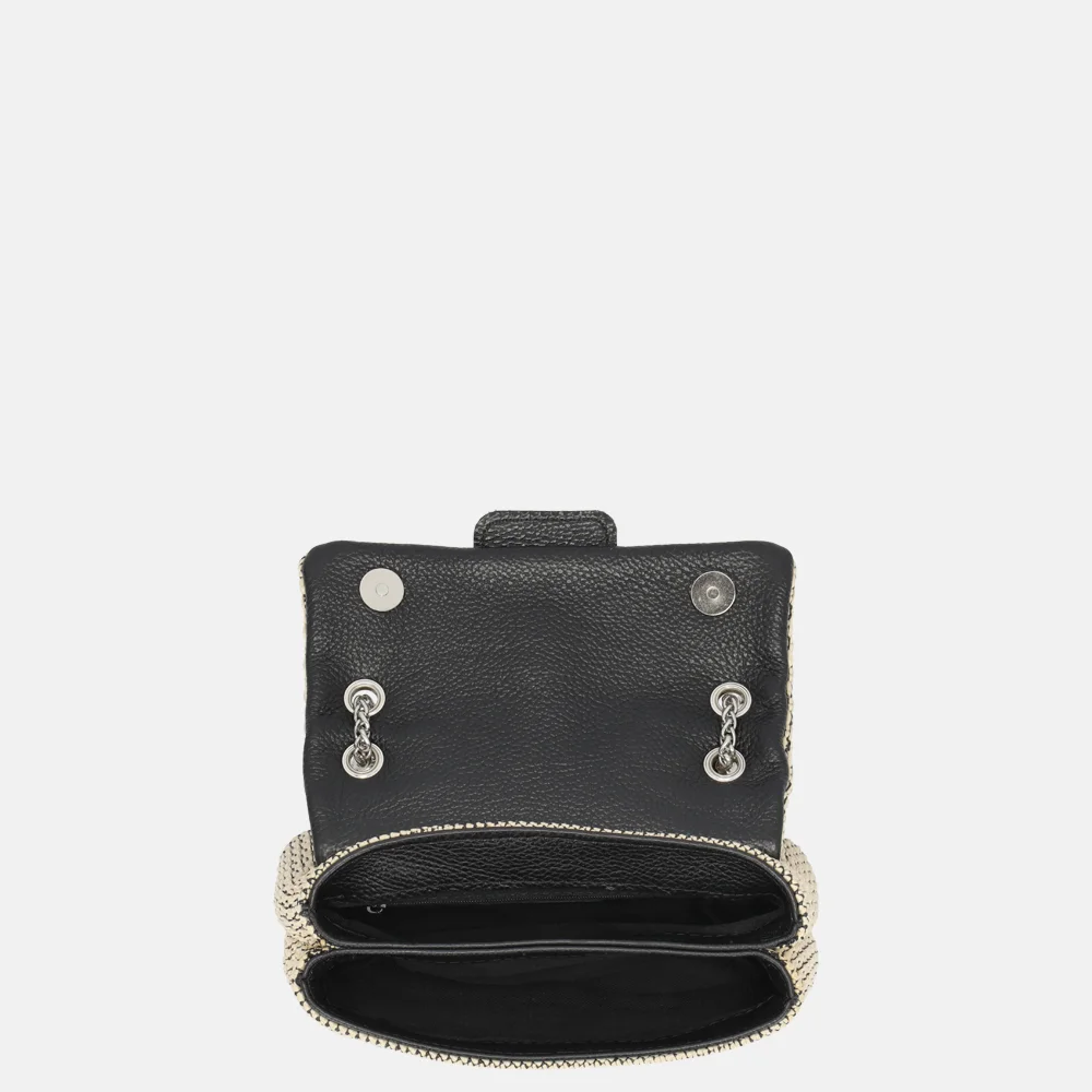 Charm London Raffia schoudertas zwart beige bij Duifhuizen