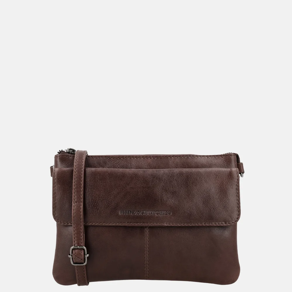 Hide & Stitches crossbody tas donkerbruin bij Duifhuizen