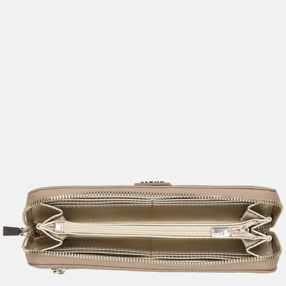 Guess Cresidia SLG ziparound portemonnee  dark taupe bij Duifhuizen