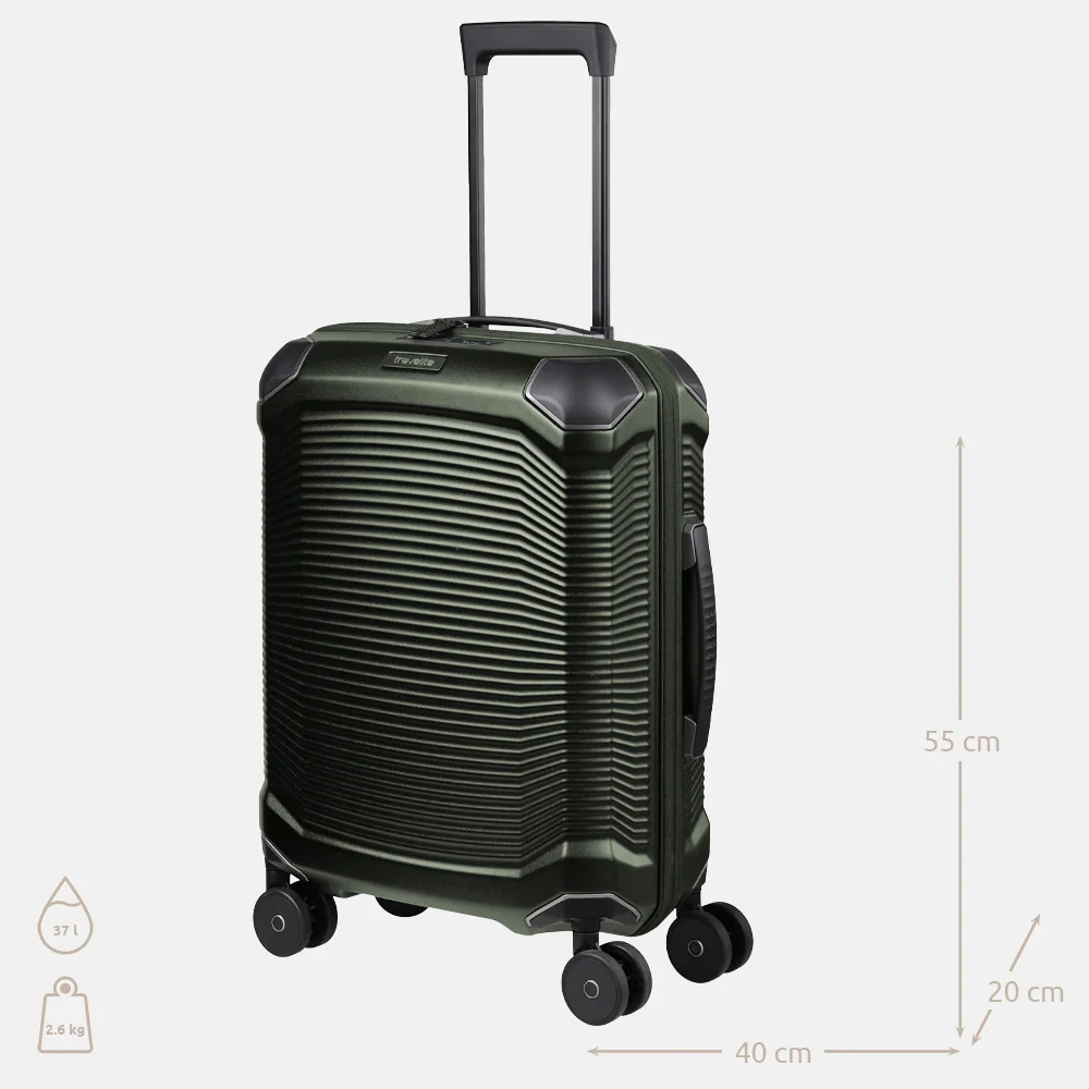 Travelite Millennium handbagage koffer 55 cm pine green bij Duifhuizen