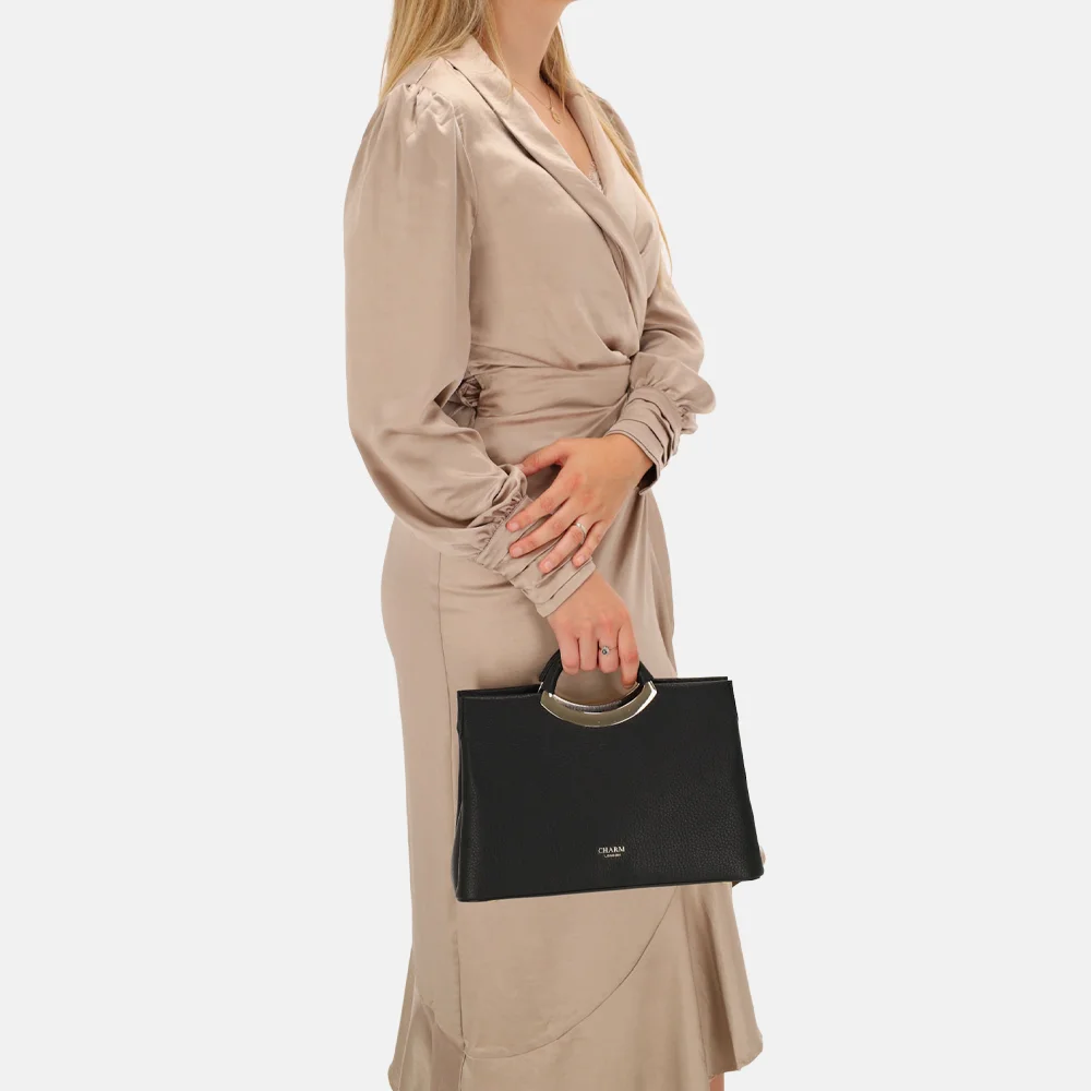 Charm London handtas beugel zwart bij Duifhuizen