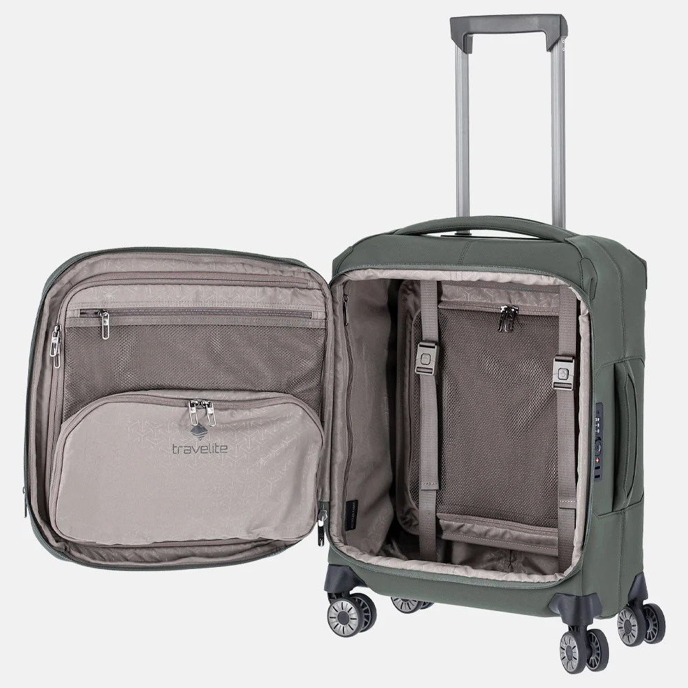 Travelite Priima handbagage koffer 55 cm olive bij Duifhuizen
