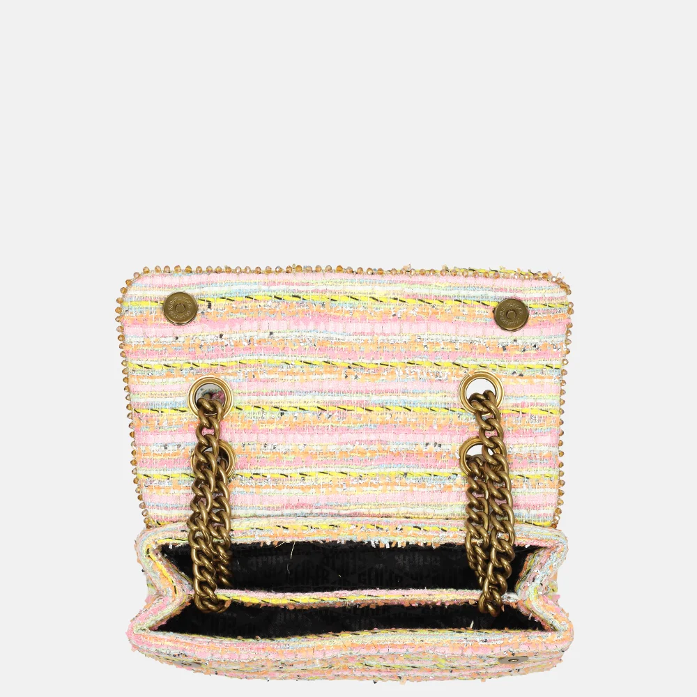 Kurt Geiger Kensington schoudertas tweed M pink comb bij Duifhuizen