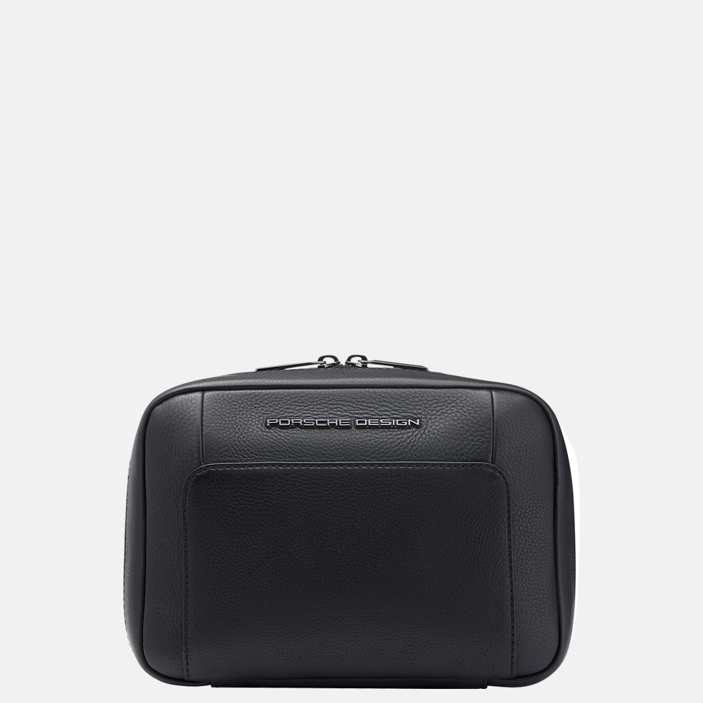 Porsche Design Roadster toilettas met haak leer black | 013646-Zwart