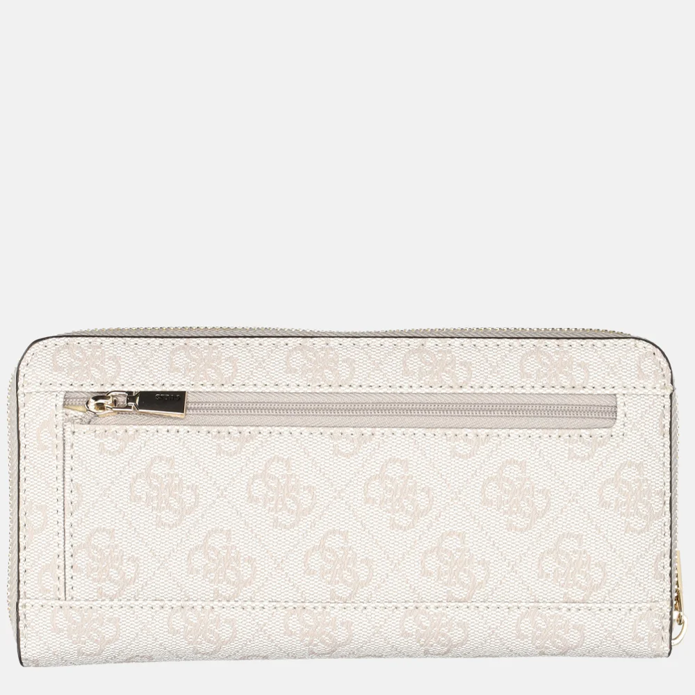 Guess Zamira ziparound portemonnee L dark taupe logo bij Duifhuizen