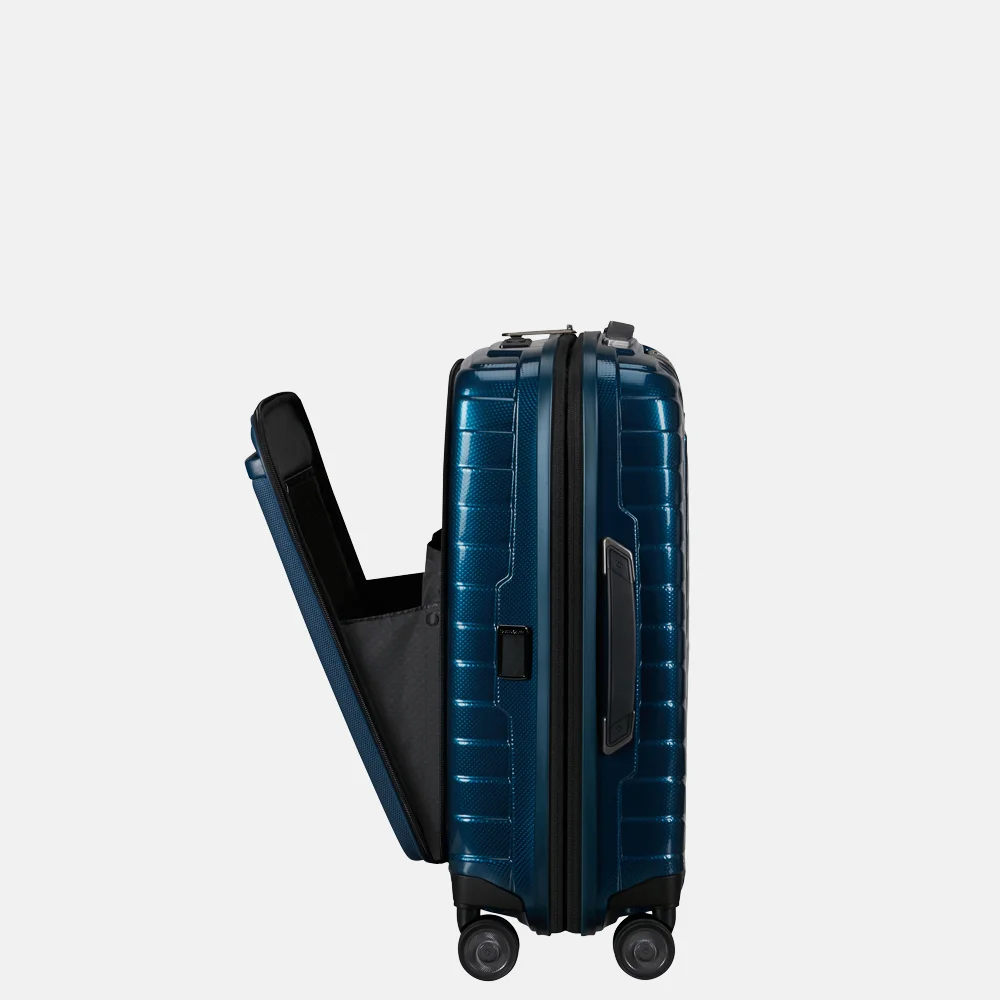 Samsonite Proxis frontpocket handbagage koffer 55 cm expandable petrol blue bij Duifhuizen