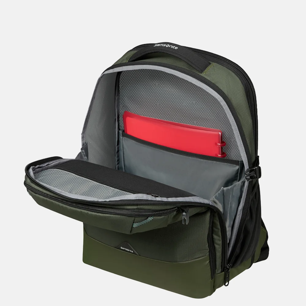 Samsonite Roadseeker laptoprugzak L 17 inch expandable dark olive bij Duifhuizen