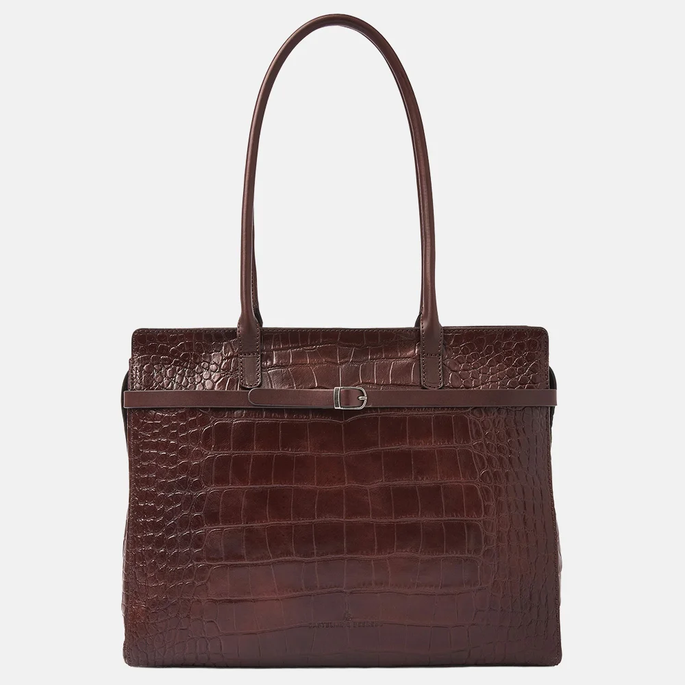 Castelijn en Beerens Tess laptoptas 15.6 inch croco mocca bij Duifhuizen