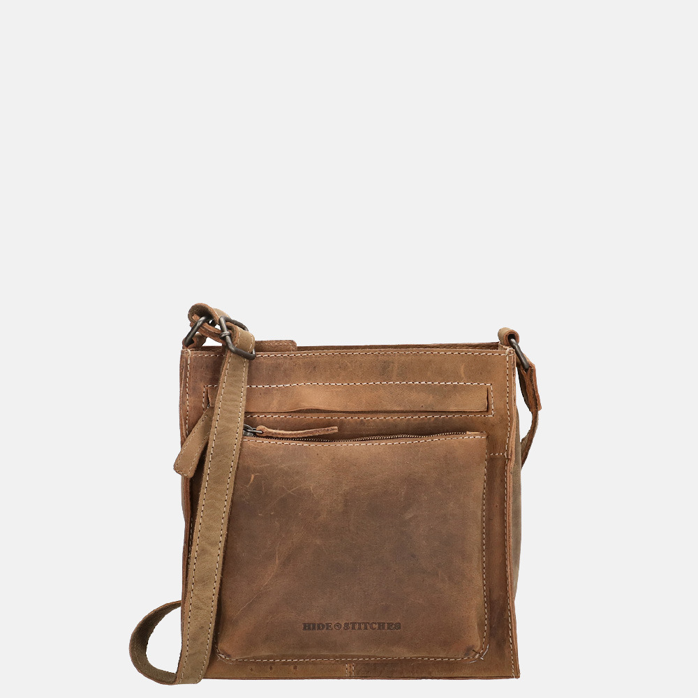 Hide & Stitches Idaho crossbody tas brown bij Duifhuizen