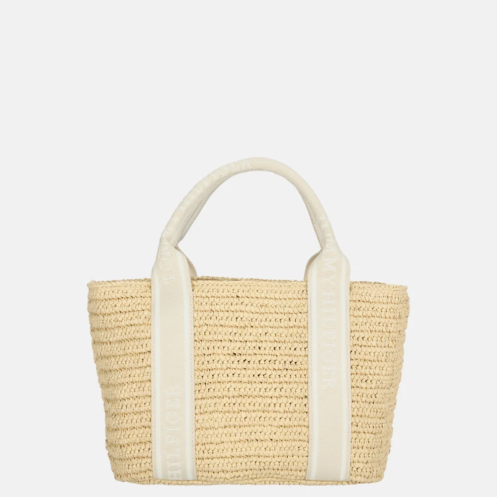 Tommy Hilfiger Riet Spring Logotape handtas mini beige bij Duifhuizen