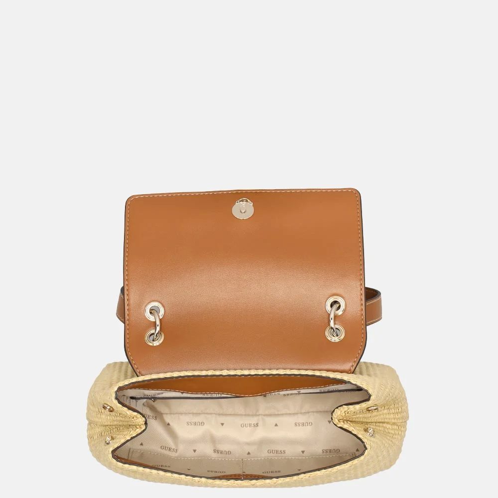Guess Maggie schoudertas natural/caramel bij Duifhuizen