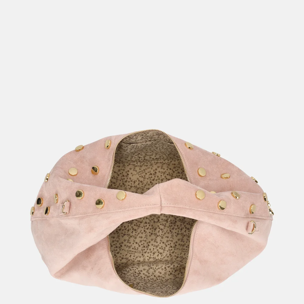 Flora & Co suedine buideltas studs rose bij Duifhuizen