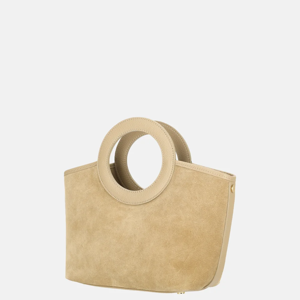 Charm London handtas suede lichttaupe bij Duifhuizen