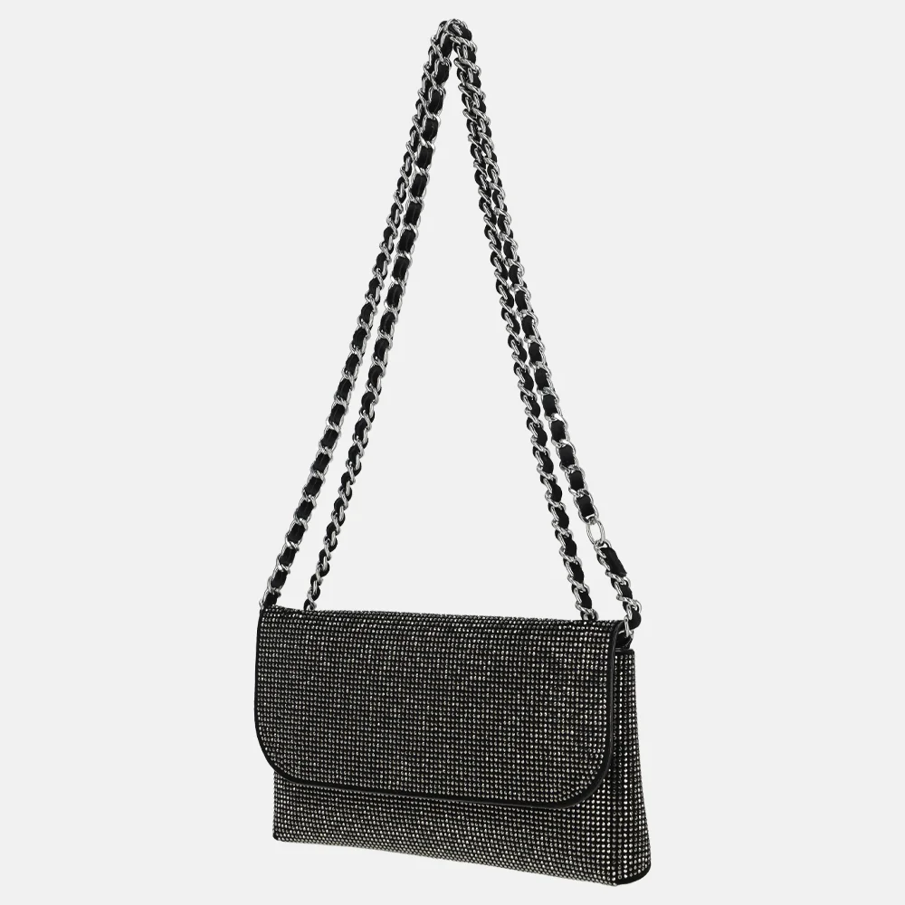 Flora & Co clutch strass gris anthracite bij Duifhuizen