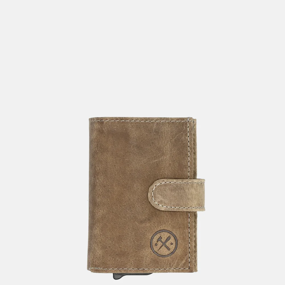 Hide & Stitches dubbele pasjeshouder donker zand bij Duifhuizen