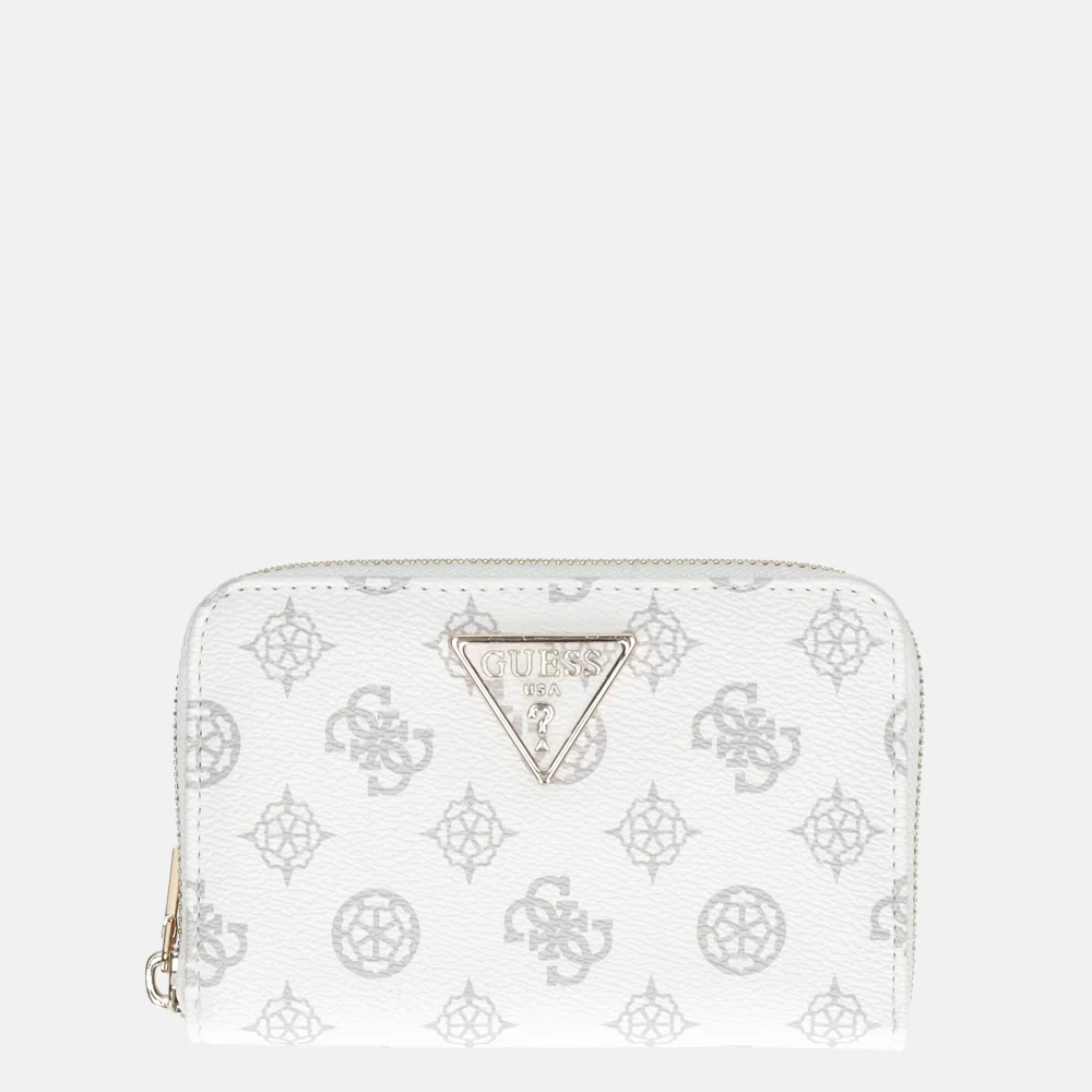 Guess Laurel SLG ziparound portemonnee M white logo bij Duifhuizen